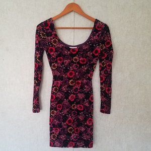 Red Velvet Floral Dress